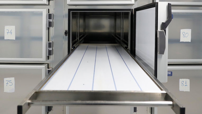 FILE - A cold locker is seen inside a morgue. (File Photo by Comunidad de Madrid - Handout/Getty Images)