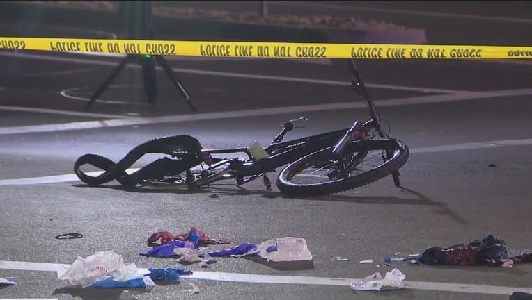 The doctor's smashed up bike is seen on the Pacific Coast Highway.