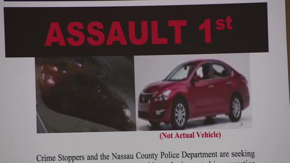 Nassau County Police say the attacker drove off in a red Nissan Altima.