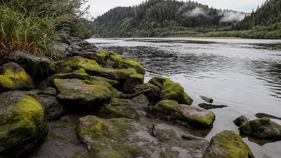 Klamath, CA, Thursday, June 10, 2021 - The Yurok Tribe offers Redwood Yurok canoe tours on the Klamath River. The rocky coast of the Klamath as it approaches the Pacific Ocean. (Robert Gauthier/Los Angeles Times via Getty Images)