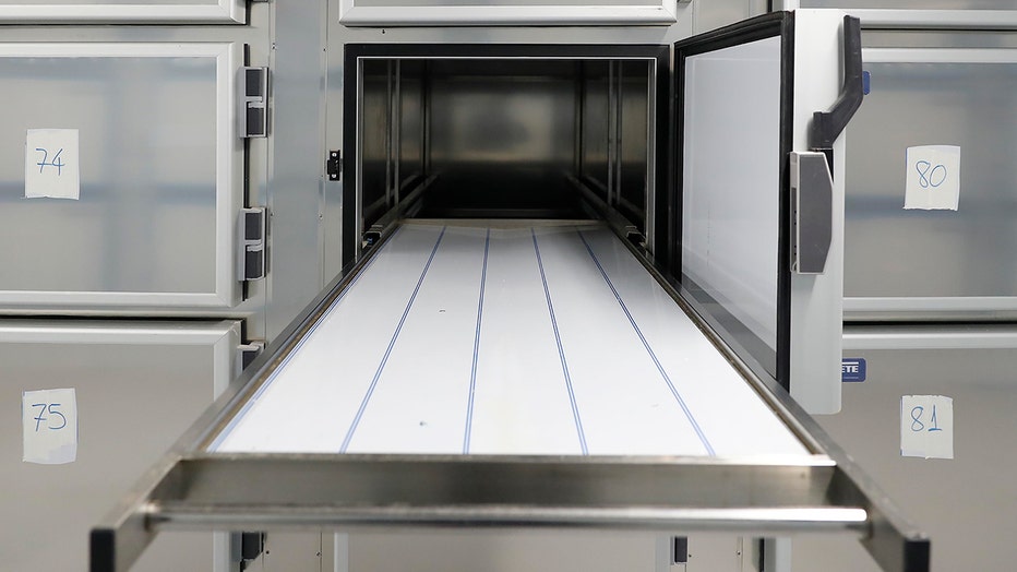 FILE - A cold locker is seen inside a morgue. (File Photo by Comunidad de Madrid - Handout/Getty Images)