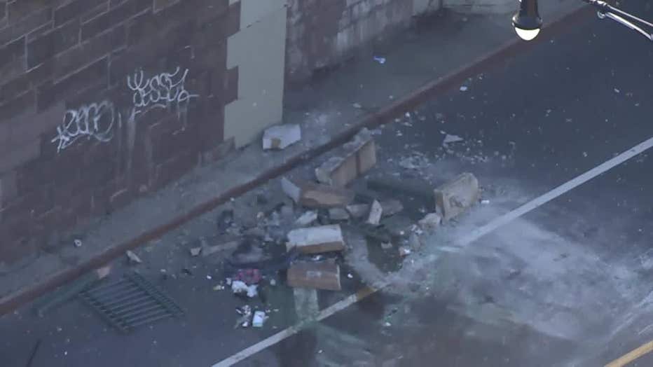 A car crashed off a Bronx overpass on Monday.