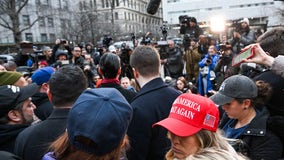 Some Trump supporters gather outside Manhattan court in protest of case