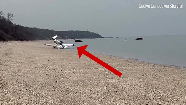 Dramatic video shows plane crash-landing on Long Island beach