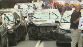 Cleanup underway after fleeing driver hit NYPD officer outside Midtown wine bar