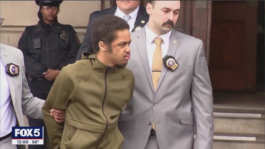 Devin Spraggins, 22, is pictured on March 7, 2023, after his arrest. (Credit: FOX 5 NY)