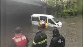 White Plains officials brave floodwaters to rescue 3 on Bronx River Parkway