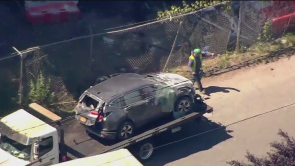 Car plunges off Henry Hudson Parkway, falls into construction site