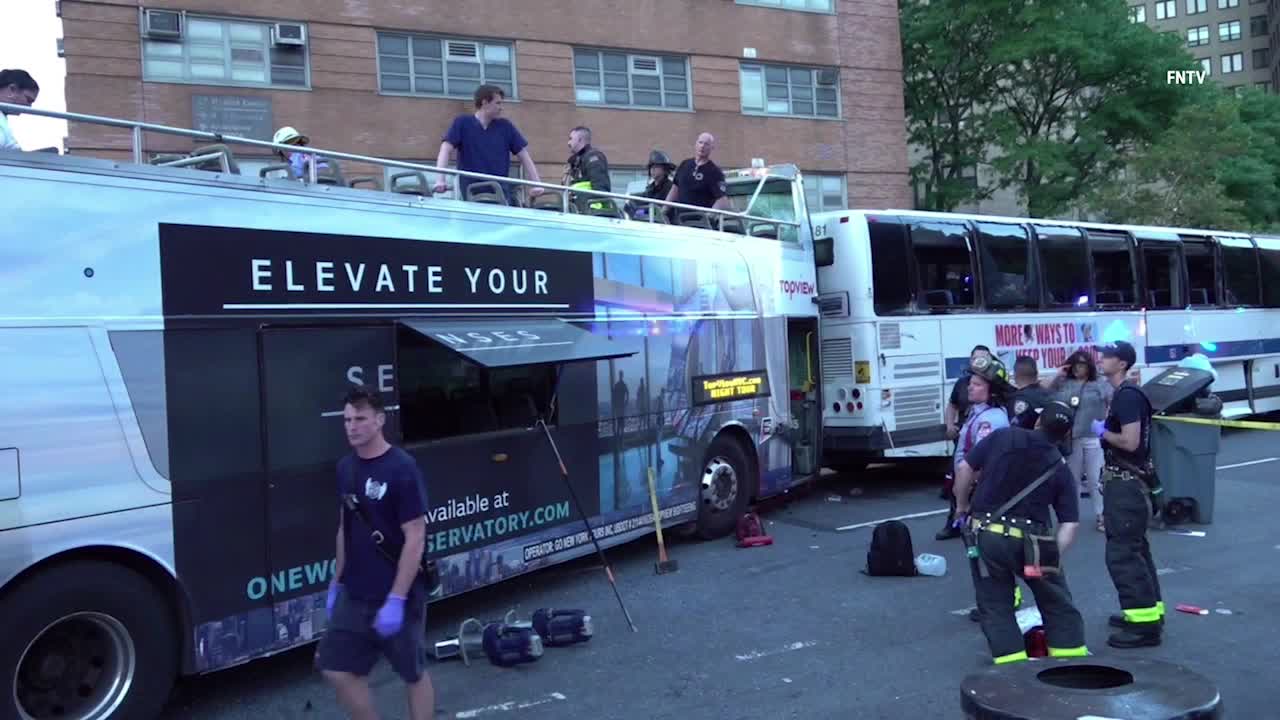 NYC bus crash: Dozens injured after tour bus, MTA bus collide