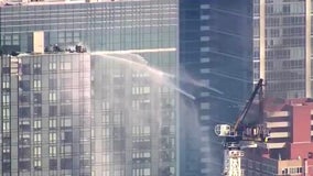 Video: Moments a construction crane collapses, catches fire in Hell's Kitchen
