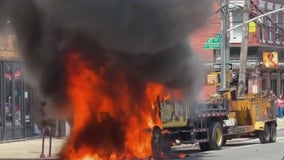 Watch: DoT truck catches fire, explodes in Queens