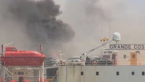 Fire that killed 2 Newark firefighters on cargo ship is out
