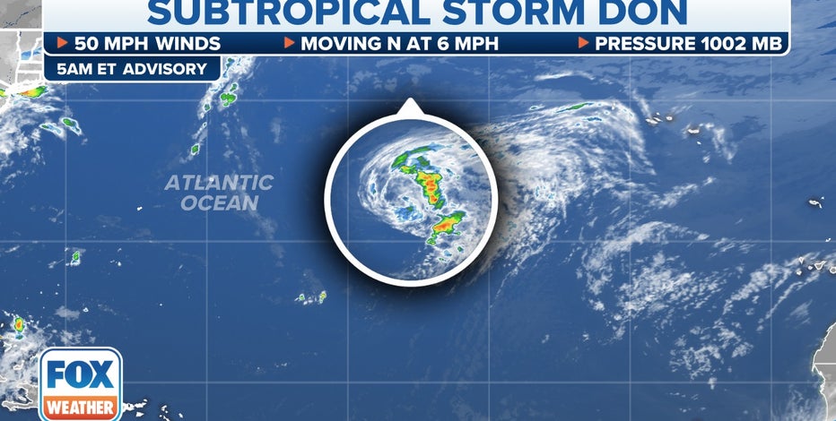 Subtropical Storm Don forms far out in Atlantic Ocean