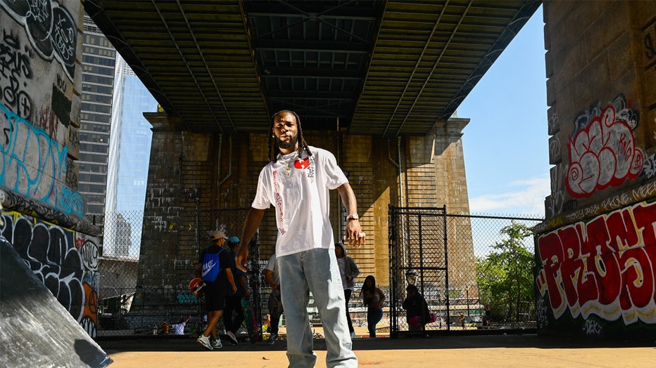 NEW YORK, NEW YORK - JULY 06: Burna Boy is seen on set of his music video in SoHo on July 06, 2023 in New York City. (Photo by Raymond Hall/GC Images)