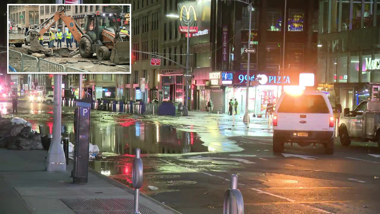 Times Square Water Main Break Floods Streets, Disrupts Subway Service ...