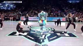 New York Liberty's mascot, backup dancers stealing the show