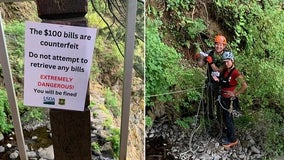Oregon sheriff warns of fake $100 bills tossed over waterfall after hikers risk lives