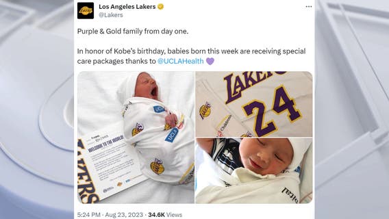 Babies born on Kobe Bryant's birthday received Lakers care package from UCLA Health