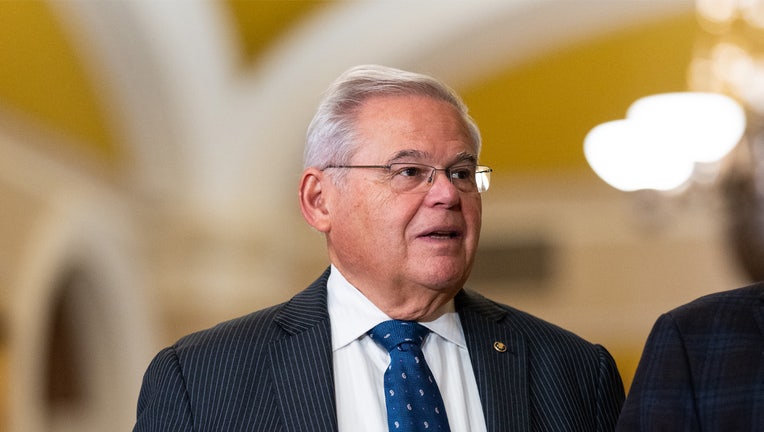 WASHINGTON - SEPTEMBER 21: Sen. Bob Menendez, D-N.J., arrives for President of Ukraine Volodymyr Zelenskyys meeting with U.S. Senators in the Capitol on Thursday, September 21, 2023. (Bill Clark/CQ-Roll Call, Inc via Getty Images)