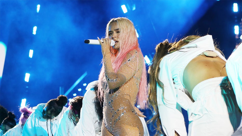 EAST RUTHERFORD, NEW JERSEY - SEPTEMBER 07: Karol G performs during the Mañana Será Bonito Tour at MetLife Stadium on September 07, 2023 in East Rutherford, New Jersey. (Photo by Udo Salters Photography/Getty Images)