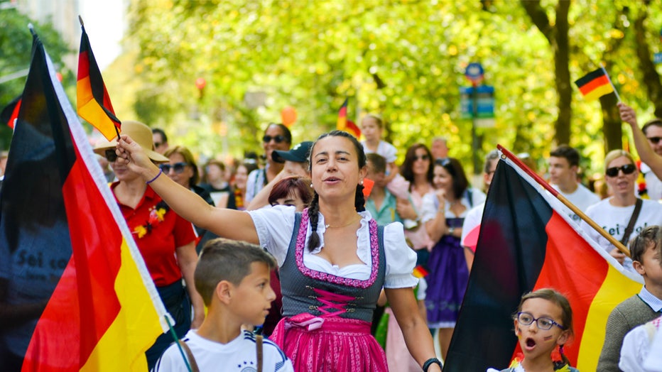 FIFTH AVENUE, MANHATTAN, NEW YORK, UNITED STATES - 2019/09/21: Thousands of people march along 5th Avenue during the 62nd Annual German-American Steuben Parade in New York City. (Photo by Ryan Rahman/Pacific Press/LightRocket via Getty Images)