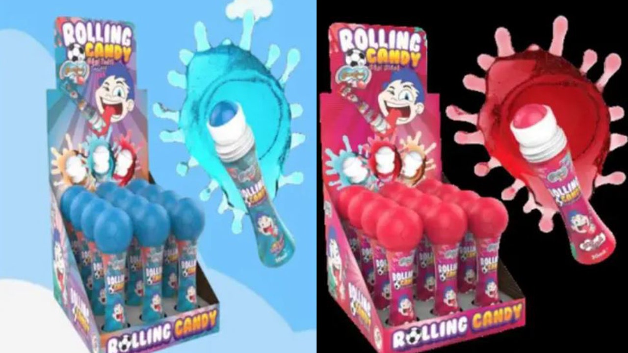 Candy Dynamics Slime Licker BLUE RAZZ LOT of 4 Sour Rolling Liquid Candyies  