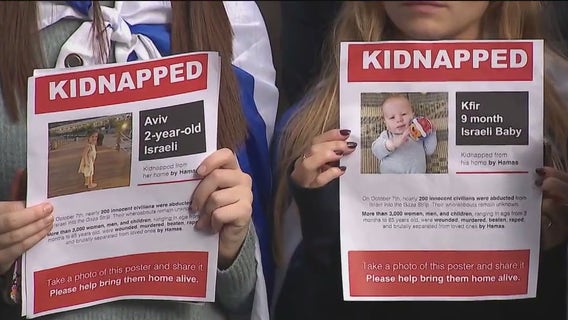 Families of victims taken hostage by Hamas rally in NYC