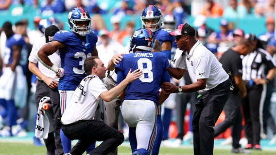 Giants quarterback Daniel Jones is feeling better a day after his neck injury against the Dolphins