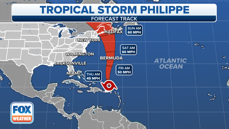 Philippe becomes post-tropical storm posing New England flash flooding risk  this weekend