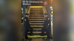 NYPD officers save straphanger who fell onto subway tracks in Queens