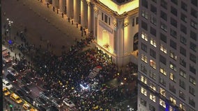 NYC pro-Palestinian rally: Hundreds swarm Midtown Manhattan's Moynihan Train Hall