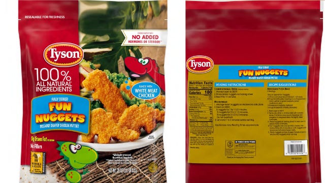 Tyson recalls nearly 30,000 lbs. of dinosaur-shaped nuggets