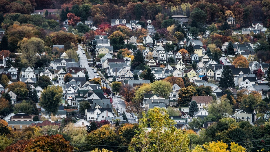 SCRANTON, PENNSYLVANIA, UNITED STATES - 2014/10/18: Aerial view of Scranton residential houses. (Photo by John Greim/LightRocket via Getty Images)