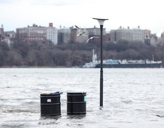 NEW JERSEY, UNITED STATES - JANUARY 10: A view of flooded area after winter storm in New Jersey, United States on January 10, 2024. The winter storm that started Tuesday night caused major flooding Wednesday morning. Due to floods, while some places in northern New Jersey were evacuated, highways were closed to traffic and schools were postponed. (Photo by Lokman Vural Elibol/Anadolu via Getty Images)