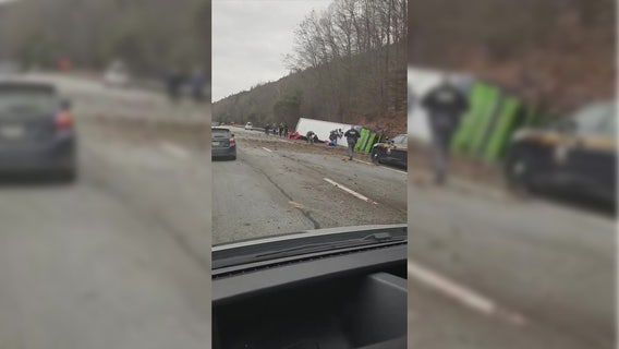 1 dead, 12 injured in tour bus rollover crash on NY highway