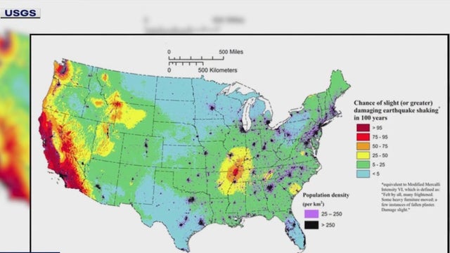 New map shows 75% of U.S. at risk of damaging earthquakes