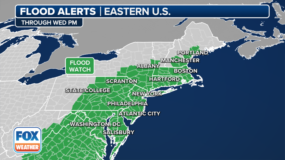 Flood Watches are in effect across the Northeast. (FOX Weather)
