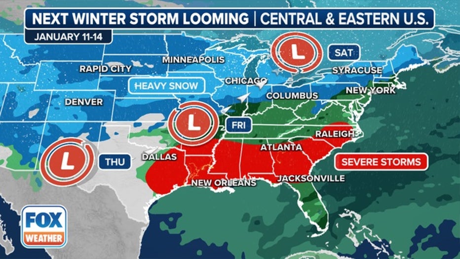 The next cross-country storm will sweep across the U.S. later this week and into the weekend. (FOX Weather)