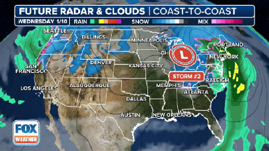 A look at the next major storm system that will move across the U.S. later this week and into the weekend. (FOX Weather)