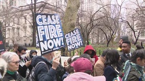 NYC 24-hour vigil: Pro-Palestinian demonstrators call for Gaza cease-fire at City Hall