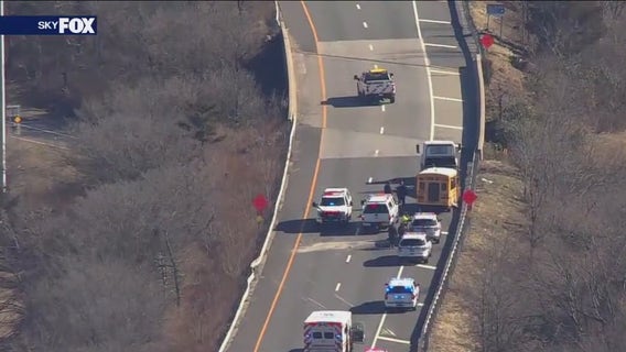 Mini-school bus overturns in Commack on Long Island Expressway