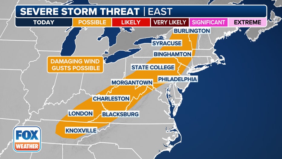 This graphic shows the severe weather threat on Wednesday, Feb. 28, 2024. (FOX Weather)