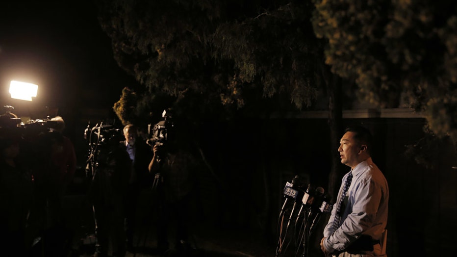 Vallejo Police Lt. Kenny Park updates the media to the status of the search for Denise Huskins on March 24, 2015, at police headquarters in Vallejo, Calif. (Photo by Carlos Avila Gonzalez/The San Francisco Chronicle via Getty Images)