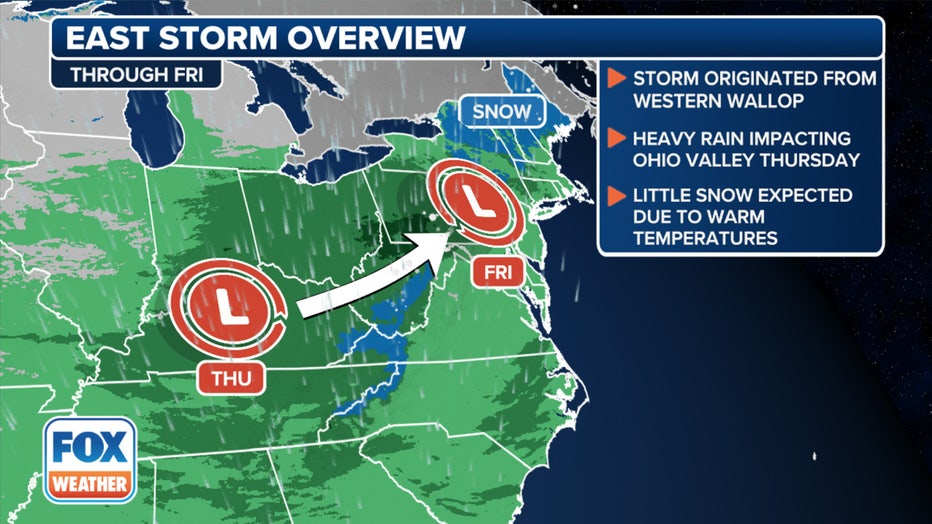 A look at the East storm overview through Friday. (FOX Weather)