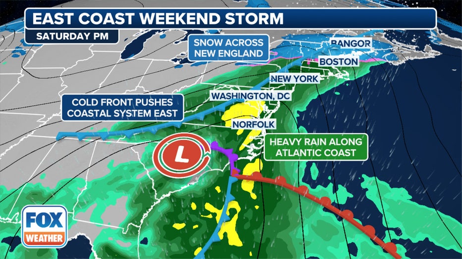 A storm system is expected to hit the Northeast this weekend, bringing the potential for heavy rain and snow across much of the region. (FOX Weather)