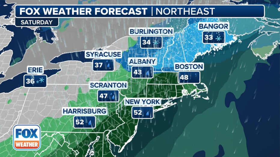 A look at the forecast in the Northeast on Saturday. (FOX Weather)