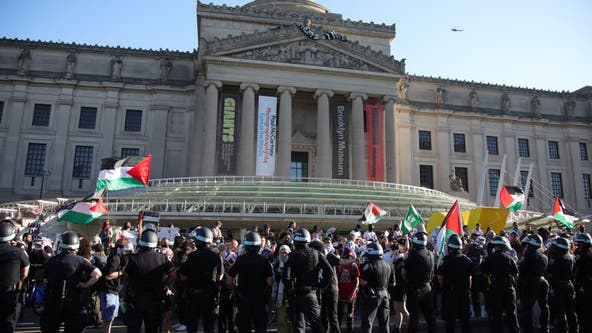 Pro-Palestinian protesters enter Brooklyn Museum, unfurl banner as NYPD make arrests