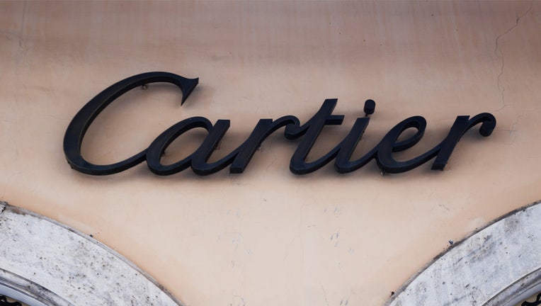Cartier logo is seen at a store in Rome, Italy on March 26, 2024. (Photo by Jakub Porzycki/NurPhoto via Getty Images)