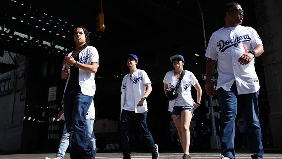 Dodgers fans in New York take over Yankees Stadium this weekend