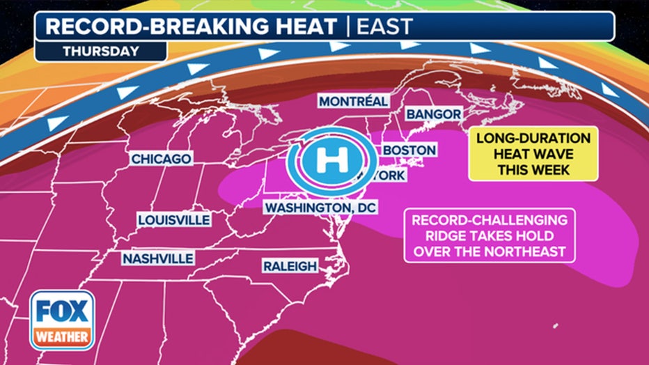 Record-breaking heat is expected across the Ohio Valley and Northeast this week. (FOX Weather)